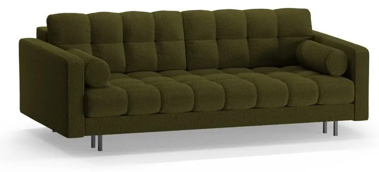 Zielona rozkładana sofa ze schowkiem z materiału bouclé 222 cm Bali – Cosmopolitan Design