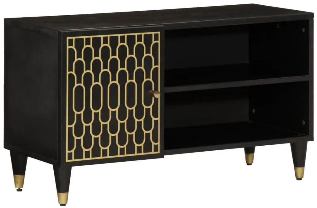 Czarna drewniana szafka RTV K5-E25