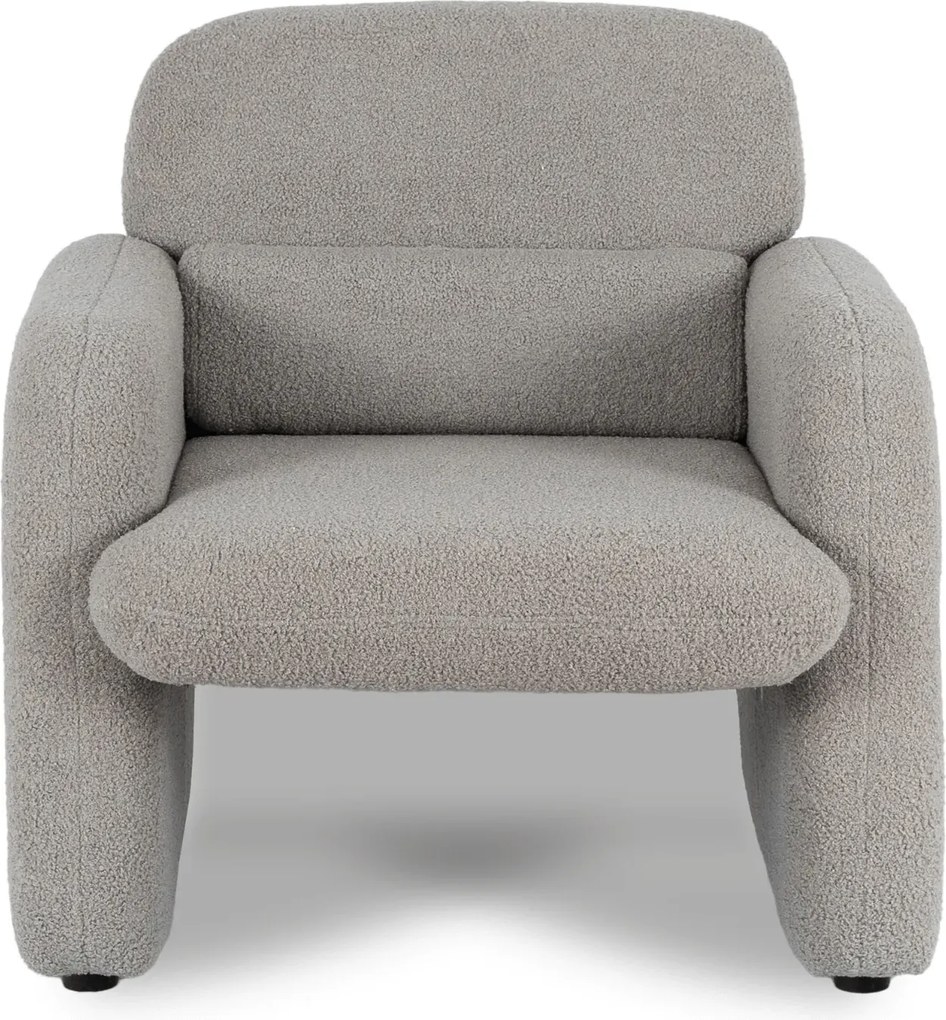 Szary fotel tapicerowany tkaniną boucle L9-W55