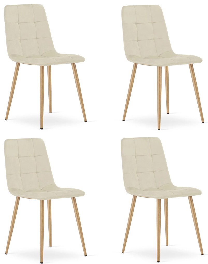 PROMOCJA Jasnobeżowe aksamitne krzesło KARA II. jakość