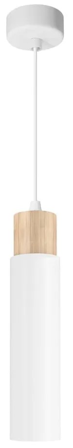 Biało-naturalna lampa wisząca z metalowym kloszem Claro – Candellux Lighting