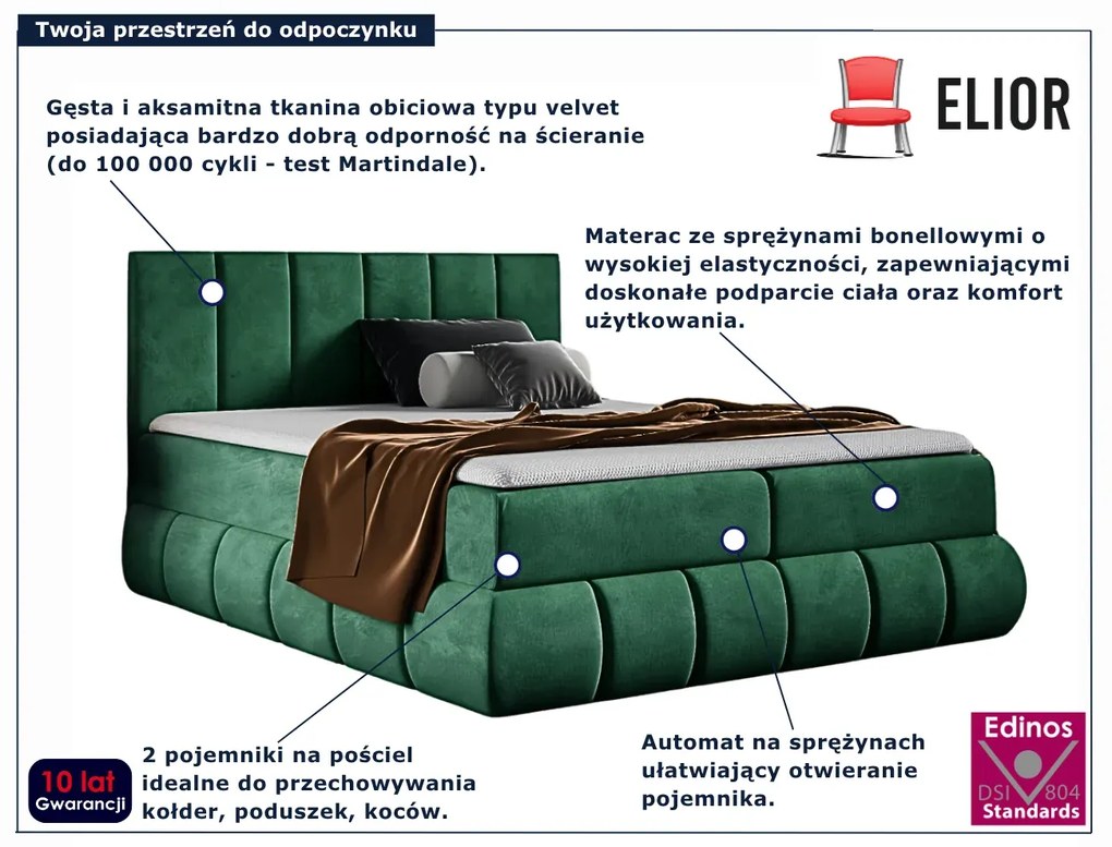 Ciemnozielone łóżko kontynentalne 5 rozmiarów K4-F32