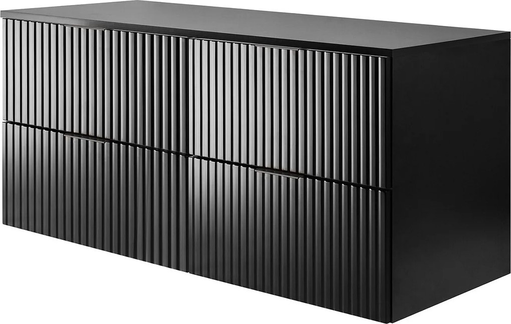 Szafka pod umywalkę, Czarny, 120 (2 x 60) x 57 x 46 cm, uchwyt czarny + Blat