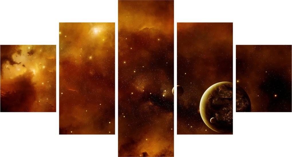 Obraz - Planety z mgławicą (125x70 cm)