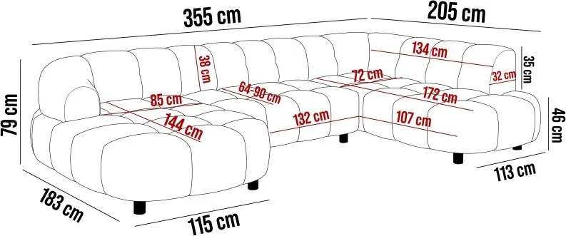Narożnik VELPA XL Lewostronny z elektryczną regulacją siedziska w tkaninie LOOP 01 WERSAL