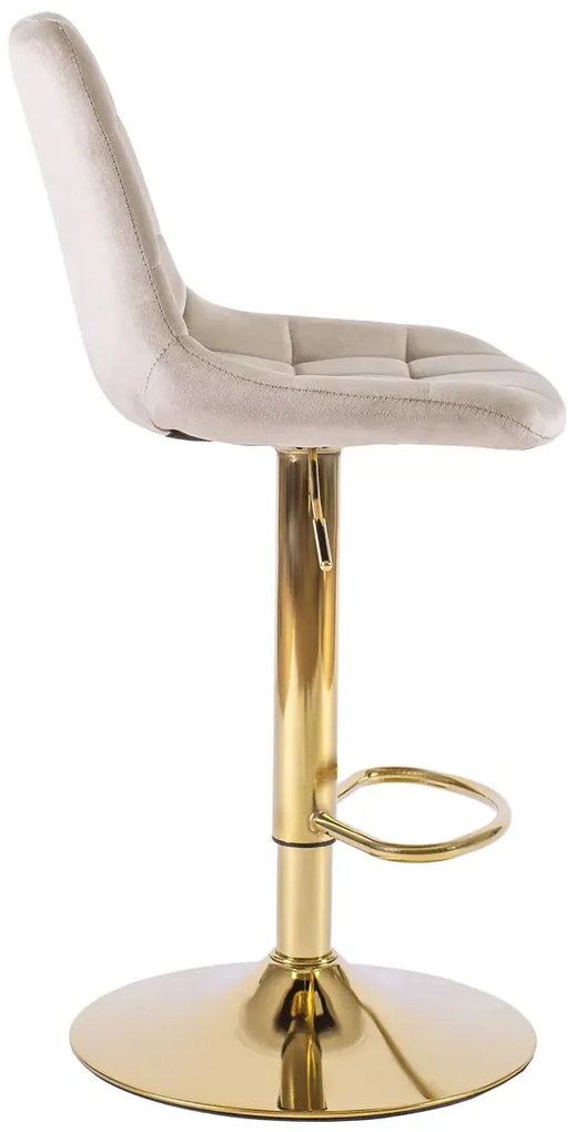 Beżowy hoker z podnóżkiem na złotej nodze - Rofa