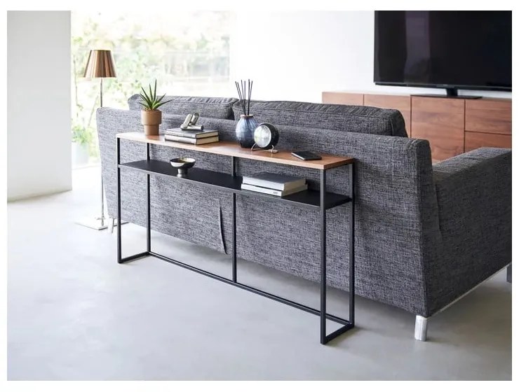 Czarno-ciemnobrązowa konsola w dekorze jesionu 20,5x126 cm Tower – YAMAZAKI