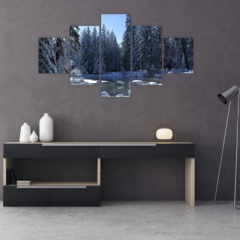 Obraz śnieżnego lasu (125x70 cm)