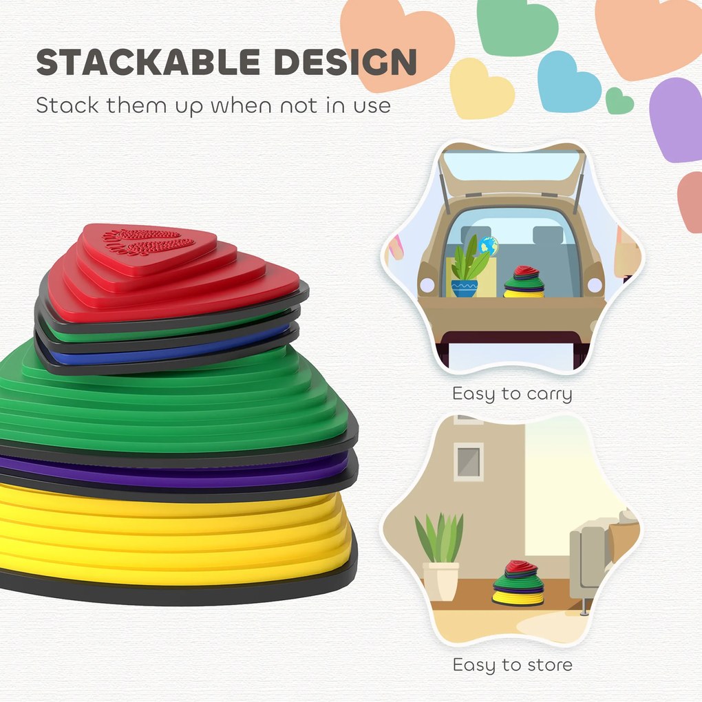 AIYAPLAY Zestaw 6 kamieni, antypоślizgowy design, do użytku wewnętrznego i zewnętrznego, łatwe do układania, kolorowe