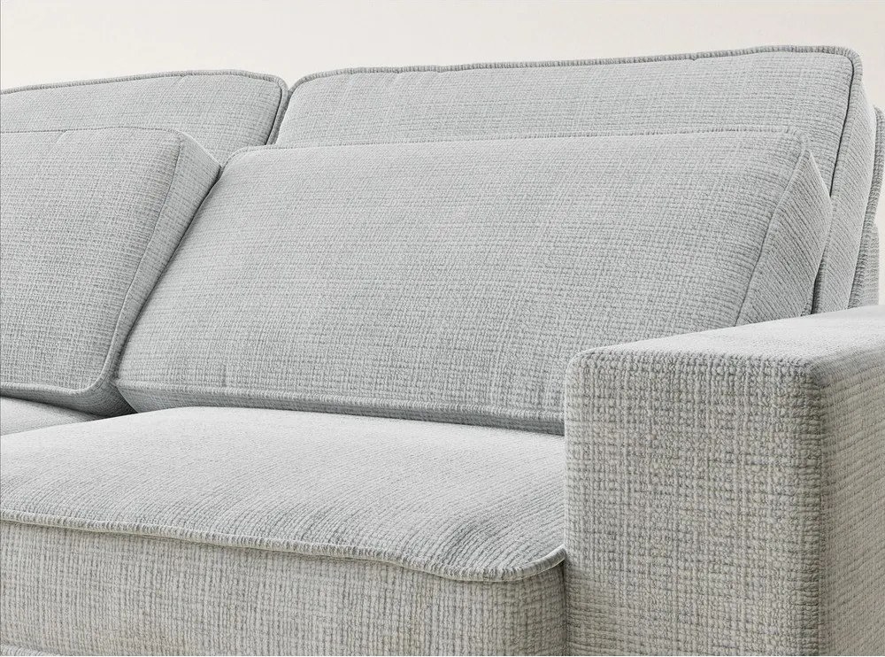 Jasnoszary narożnik z tkaniny szenilowej (lewostronny/w kształcie litery L) Kirou – Maison de Rêve