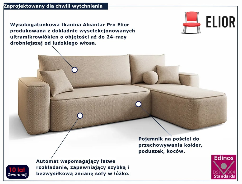 Ciemnobeżowy narożnik rozkładany F9-C58