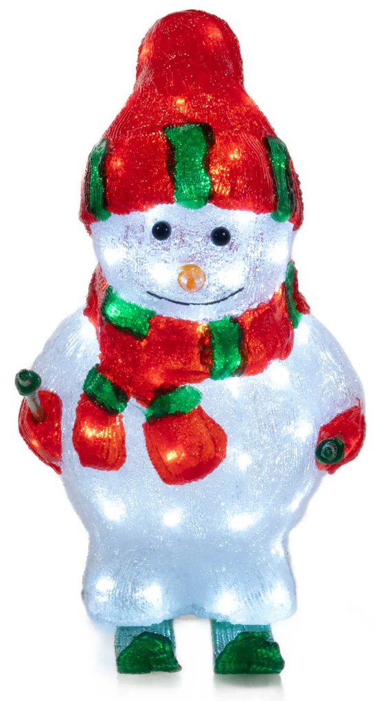 Dekoracja świąteczna, bałwan na nartach, LED, 44,8 cm