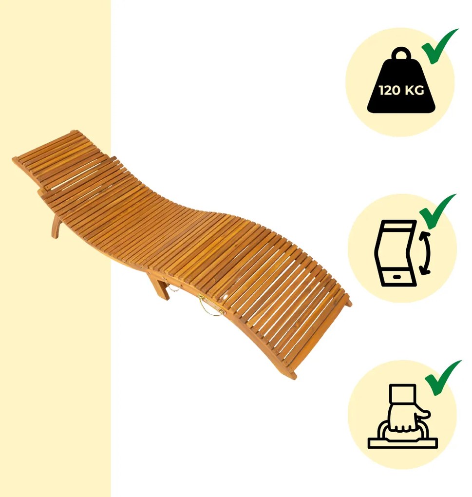 Leżak ogrodowy FLORIDA, składany, 57x190x51cm, naturalny brąz Casaria