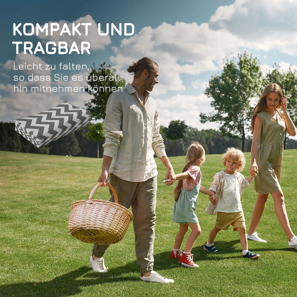 Outsunny Dywan na zewnątrz Wodoodporny Dwustronny Jasnoszary i biały Włókno z tworzywa 121x182cm | Aosom PL