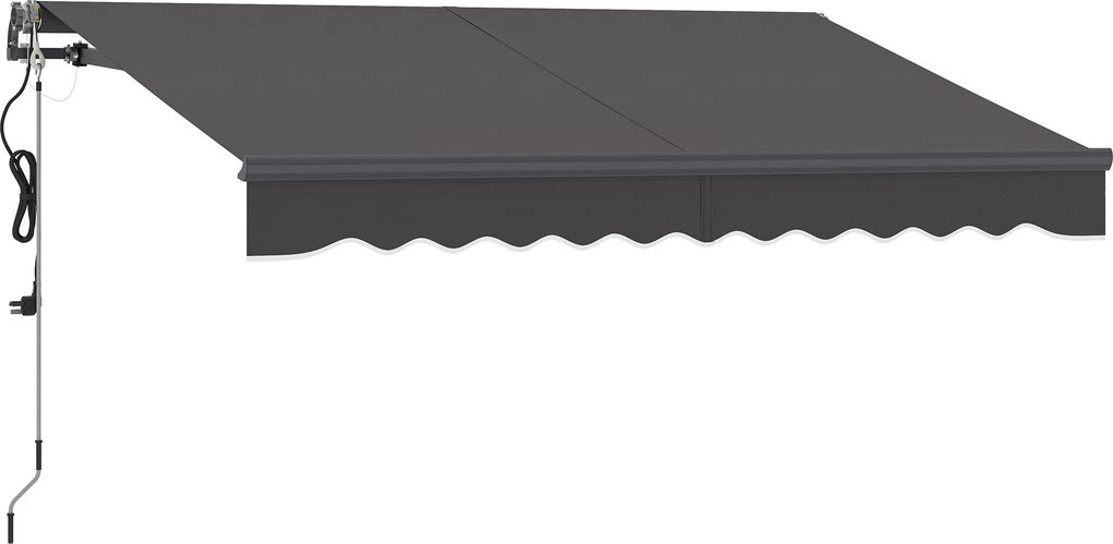 Outsunny Markiza z Korbą Ręczną i Elektryczna Regulacja Wysokości Markiza Ramieniowa 300 cm Szerokości Ciemnoszary