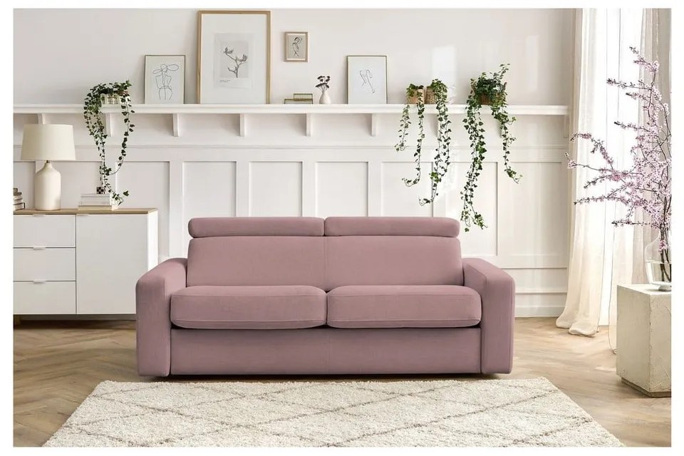 Różowa rozkładana sofa 215 cm Monaco – Bobochic Paris