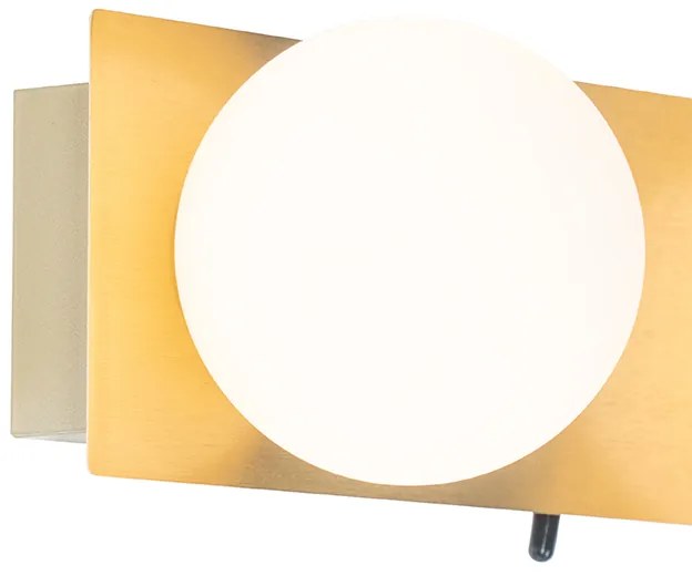 Lampa ścienna złota 28 cm IP44 2-punktowa z włącznikiem - Cederic Nowoczesny Oswietlenie wewnetrzne