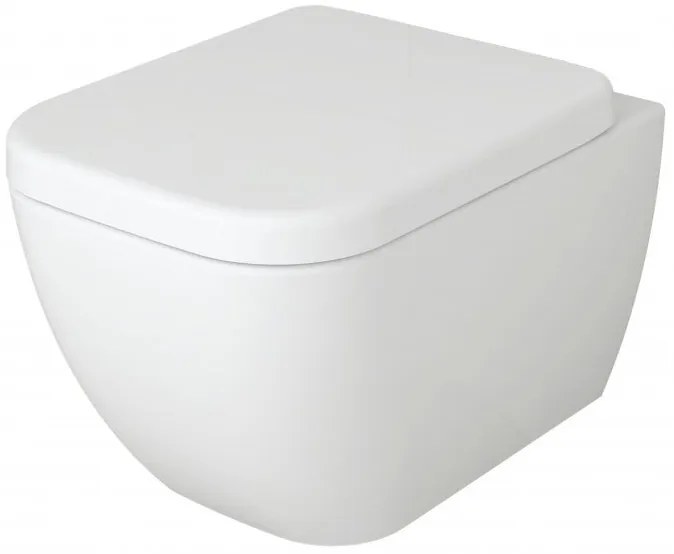 Miska WC wisząca lejowa bezkołnierzowa 101RDeska wolnoopadająca Soft-Close - Biały połysk