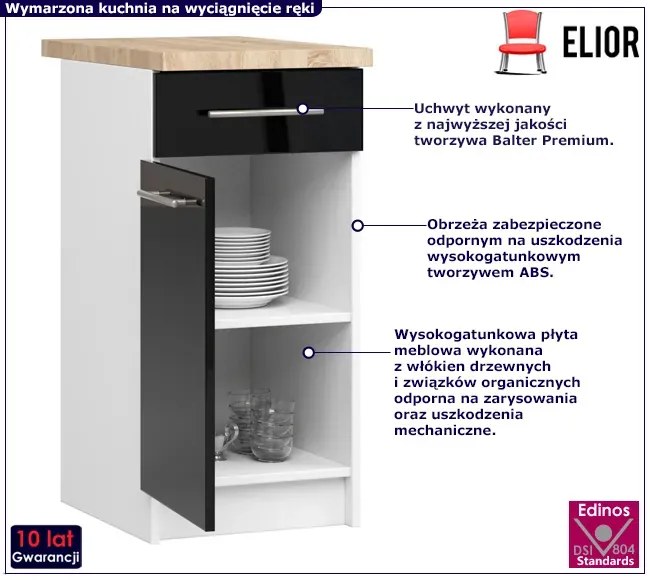 Szafka kuchenna dolna w kolorze grafit połysk - Poli 3X