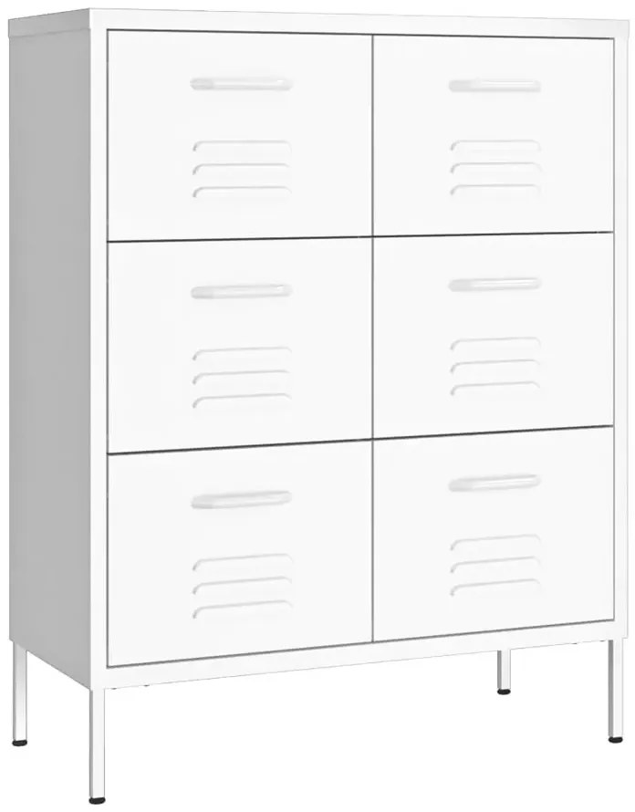 Biała stalowa szafka gospodarcza z 6 szufladami R8-Z02