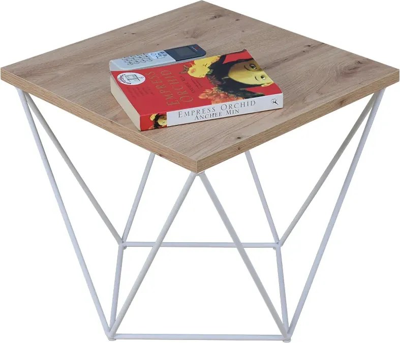 Druciany stolik kawowy w stylu skandynawskim dąb artisan + biały Z6-P96