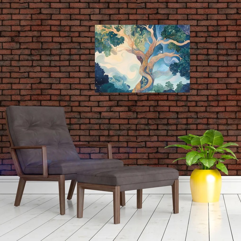Obraz na szkle – Kosmiczne drzewo (70x50 cm)
