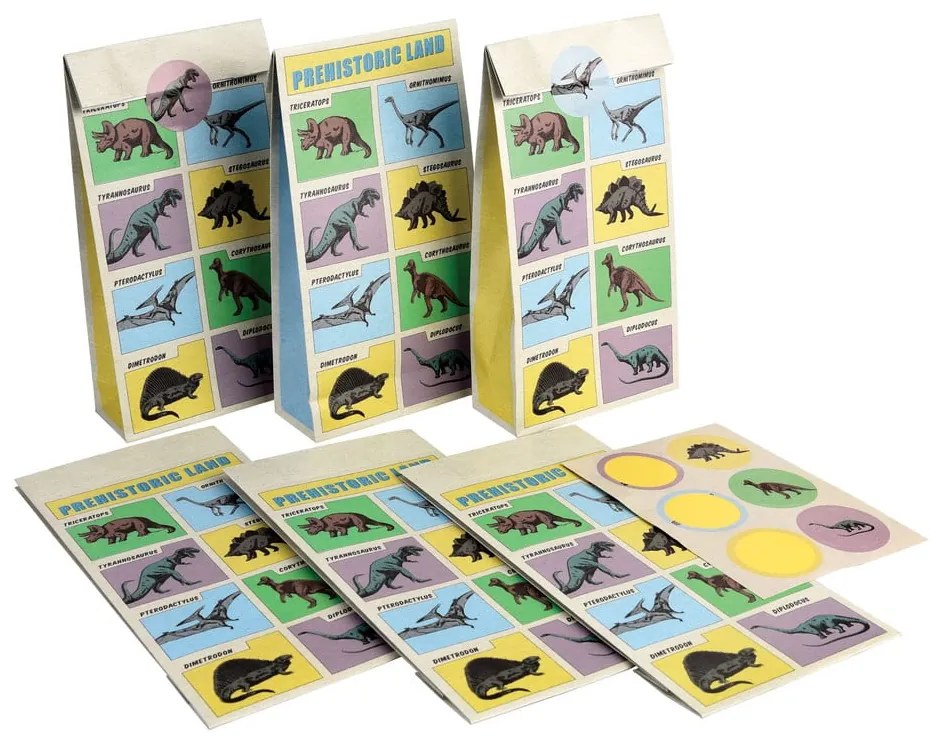 Torebki prezentowe zestaw 6 szt. 5x12 cm Prehistoric Land – Rex London