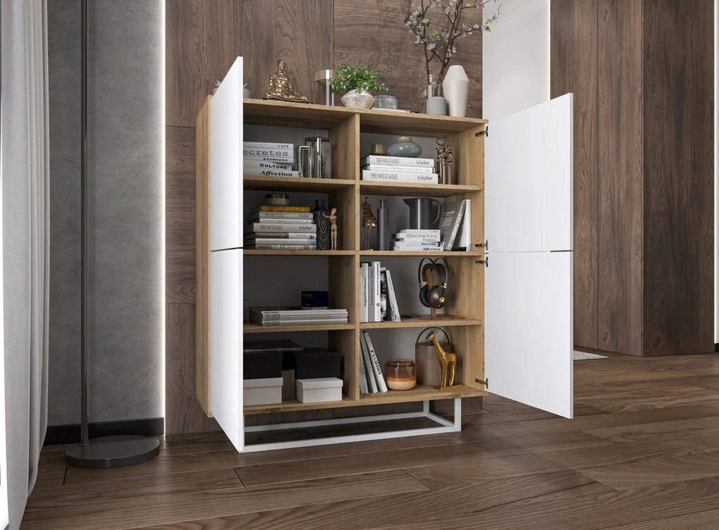 Wysoka komoda w stylu loft Apollo 97 dąb wotan/biały