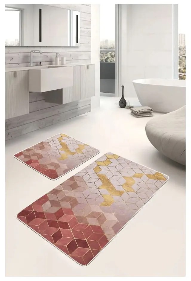 Różowe aksamitne dywaniki łazienkowe zestaw 2 szt. 60x100 cm – Mila Home