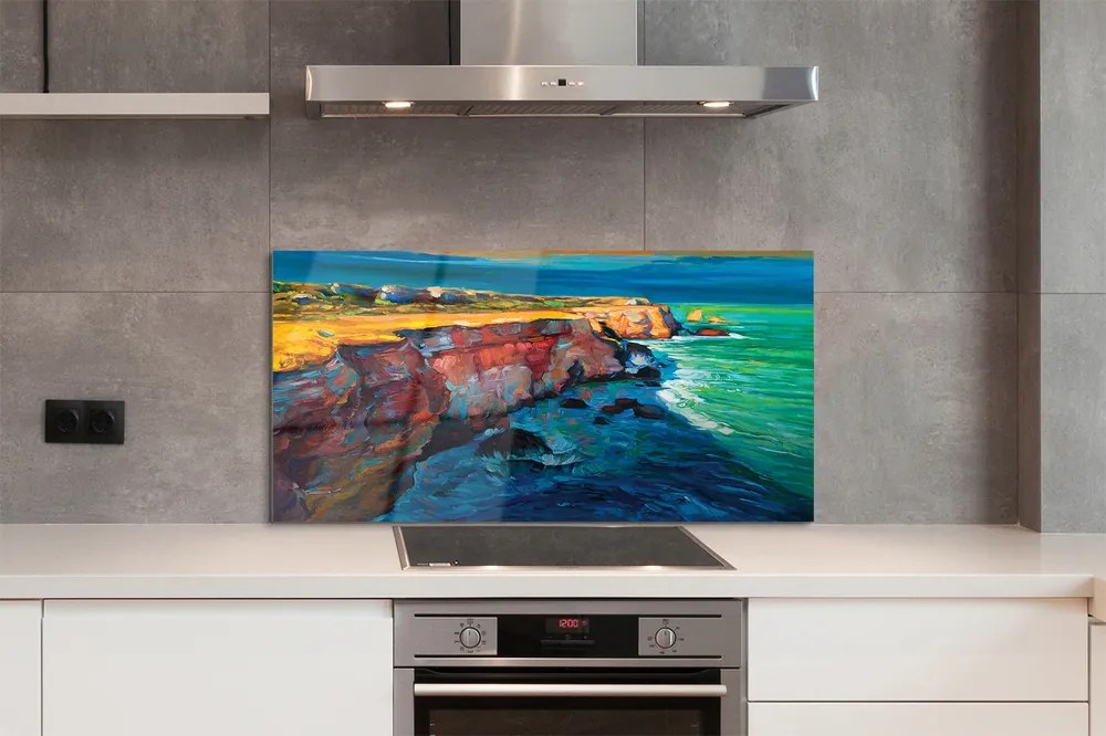 Szklany Panel Skały nad Brzegiem Morza