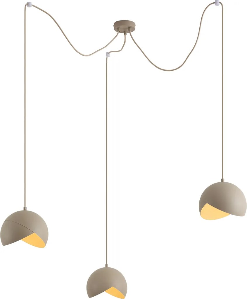 Designerska lampa wisząca beżowa z opalowym szkłem 3-punktowa - Tulip