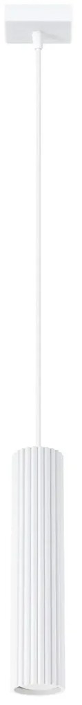 Lampa wisząca KARBON 1 biała ryflowana SOLLUX  LIGHTING