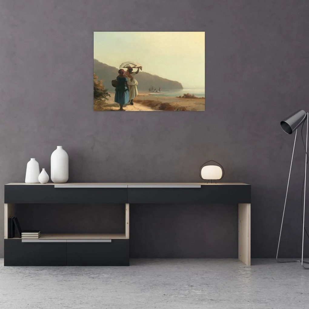 Obraz - Camille Pissarro, Two Women Chatting by the Sea, St. Thomas, reprodukcje (70x50 cm)