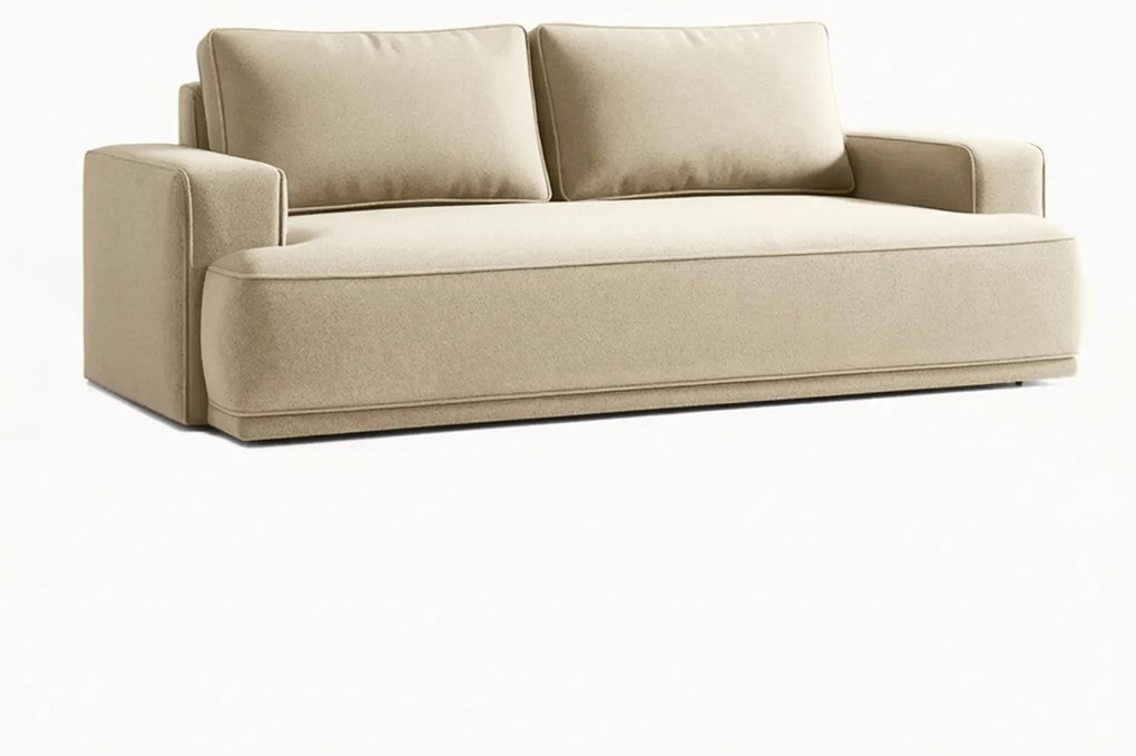 Sofa z Funkcją Spania CAMELIA Beżowa Boucle Nowoczesna