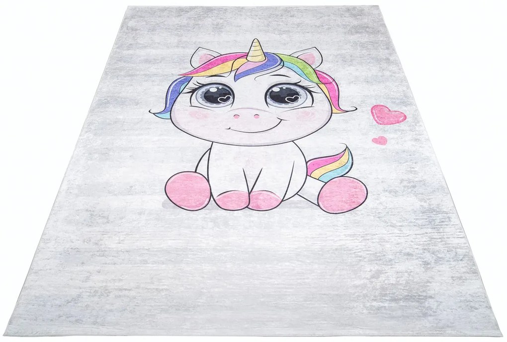 Prostokątny dywan dziecięcy z tęczowym jednorożcem Z0-M33