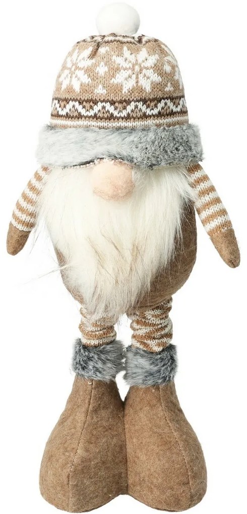 Stojący krasnal świąteczny Damin, teleskopowe nogi, 48 cm, szary