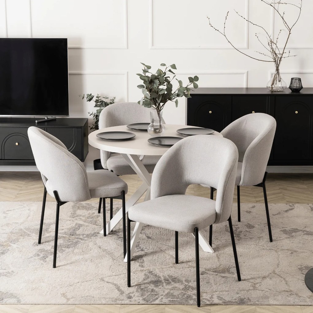 Krzesło Tapicerowane BROS Szare Nowoczesne