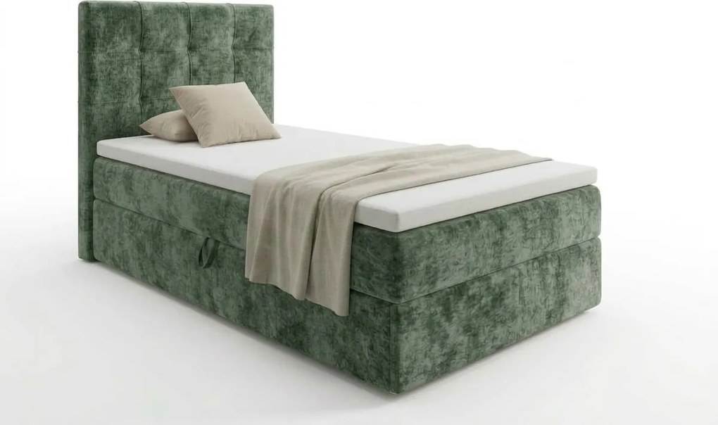 Łóżko tapicerowane boxspring DIRELIS VIBE 90x200 cm ciemnozielone Materac: Materac sprężynowy Bonell