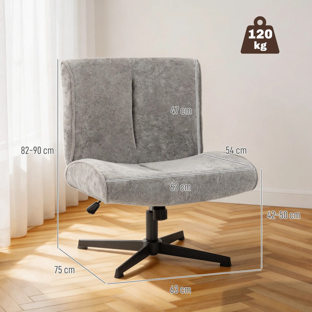 HOMCOM Obrotowy Fotel Akcentowy, Tapicerowany Fotel Lounge z Regulacją Wysokości do Salonu, Biura, Szary | Aosom PL