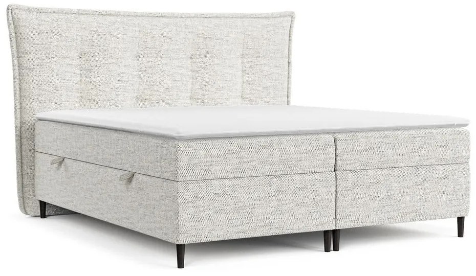Jasnoszare łóżko boxspring ze schowkiem 160x200 cm Sinai – Maison de Rêve