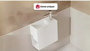 Biała szafka pod umywalkę wisząca z solid surface z wnęką - 40 cm - PUMORI