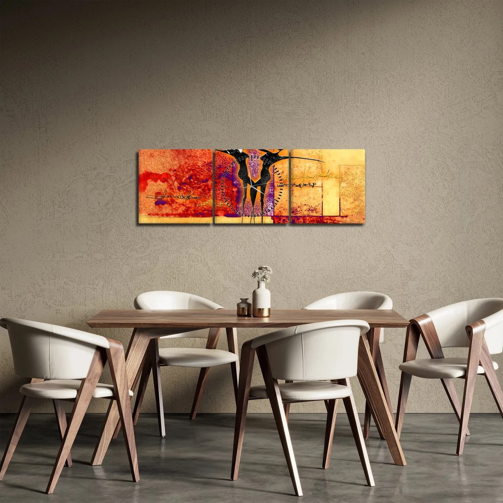 Obraz - Afrykańskie boginie (z zegarem) (90x30 cm)