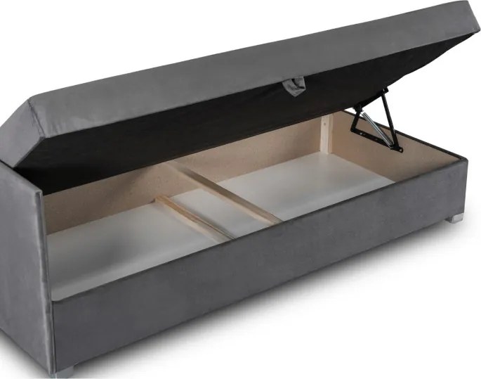Łóżko Tapczan Młodzieżowe KARO 2 90x200 cm Pojedyncze Szare Welurowe