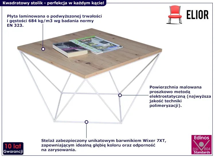 Skandynawski stolik kawowy dąb artisan + biały - Mokita 3X