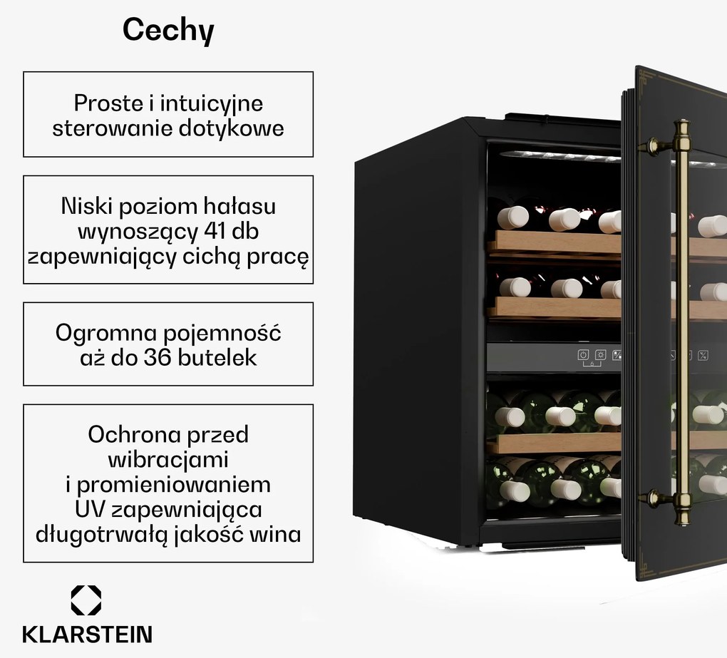 Klarstein Victoria lodówka na wino 36 butelek