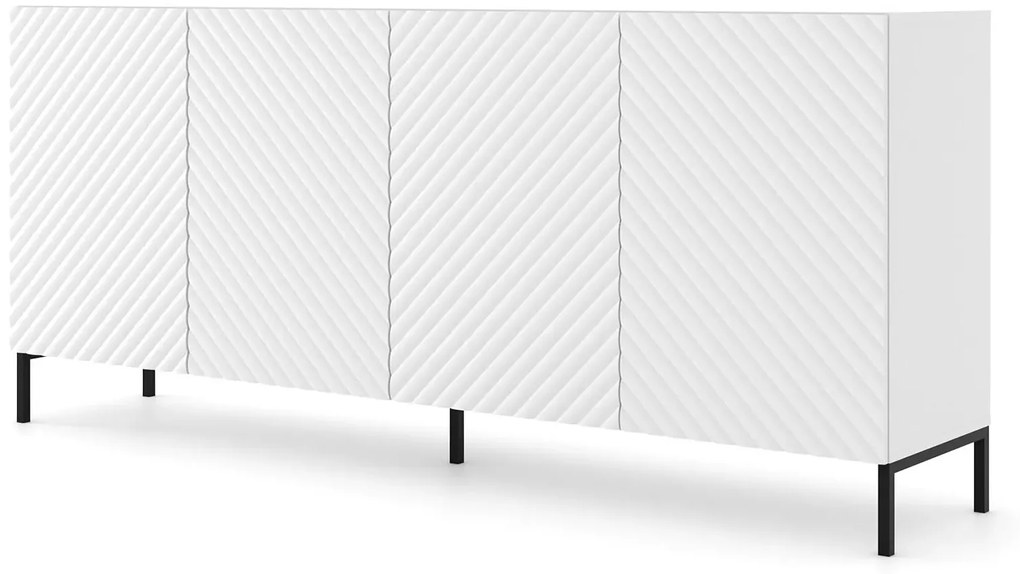 Czterodrzwiowa komoda biały mat + czarne nóżki - Resa 4X