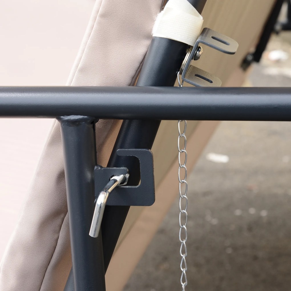 Outsunny Huśtawka z Funkcją Leżanki Brązowa 200x 125 x 170 cm