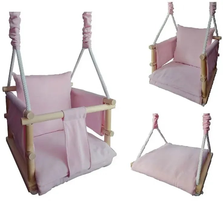 Jasnoróżowa huśtawka kubełkowa dla dzieci E9-M71