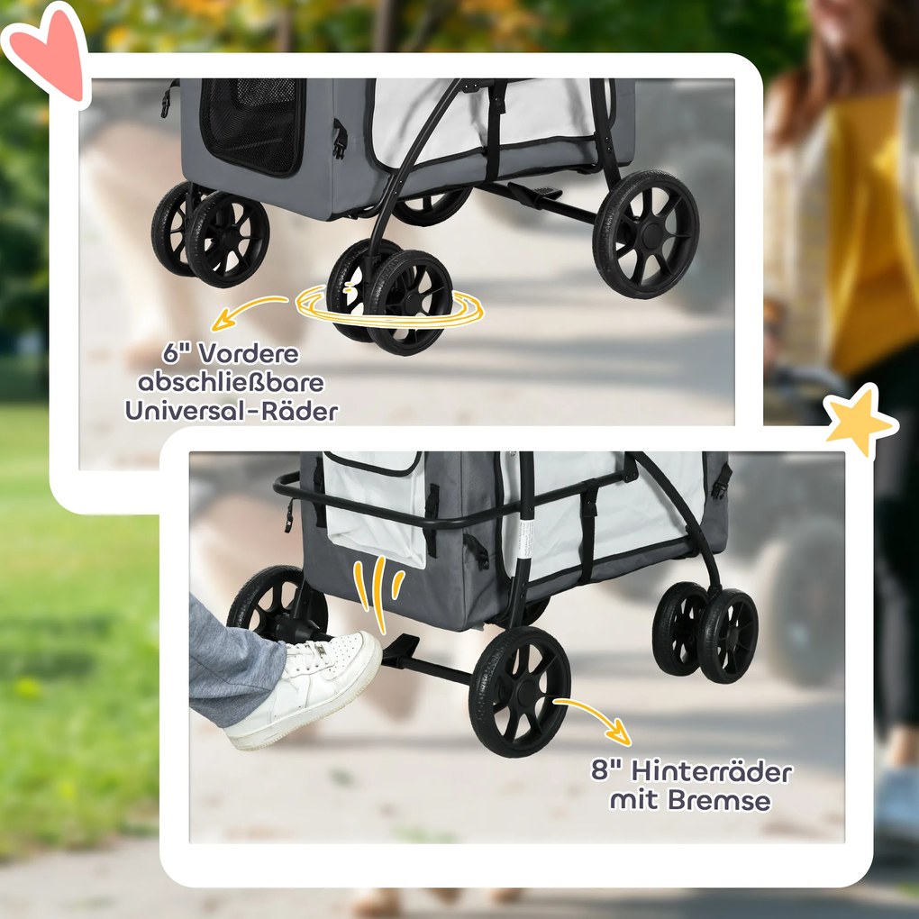 Outsunny Wózek dla Psa Składany Wyjmowany Kosz Czarny Szary Biały | Aosom PL