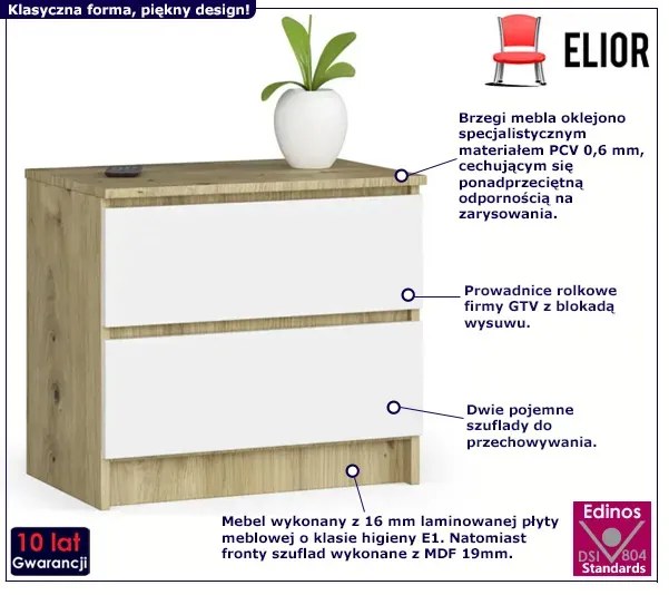 Niska komoda dąb artisan + biały M0-B63